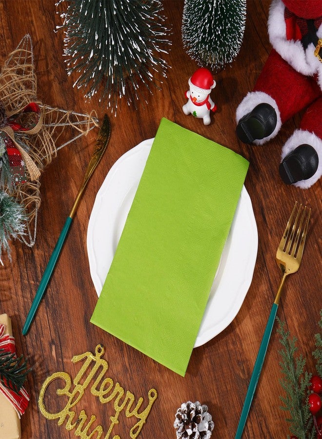 Whaline 200 Pcs Christmas Paper Guest Napkins Lime Green Disposable Dinner Napkins Xmas Decorative Hand Napkin Towel for Winter Kitchen Bathroom Holiday Party Table Decor - Image 4
